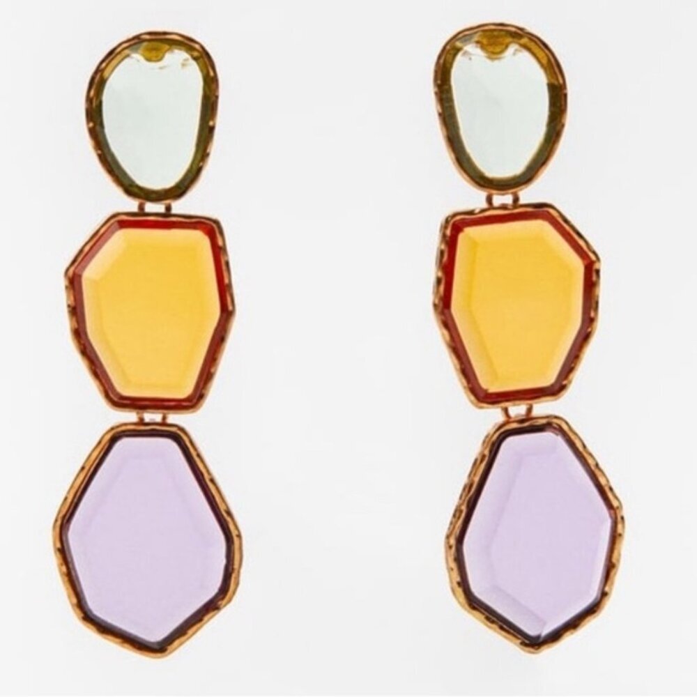 Zara Golden Multicolored Metal Dangle Earrings NWT ✨✨